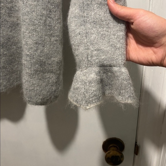 SEZANE fride mohair blend v neck sweater ruffle sleeves - Picture 5 of 7